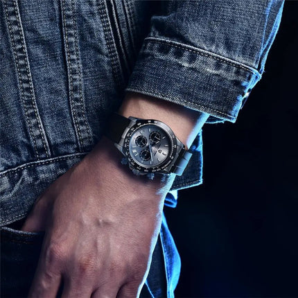 Pagani Design PD1664 Men's Chronograph Watch Black & Silver On Wrist