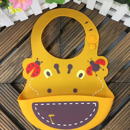 Yellow Silicone Waterproof Weaning Bibs For Babies 6 Month To 3 Years