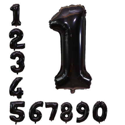Large 40" Number Black Foil Balloon 0-9