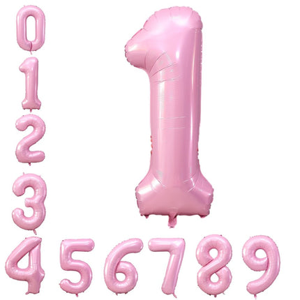 Large 40" Number Pastel Pink Foil Balloon 0-9