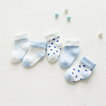 5 Pair Thick Kids Socks Blue