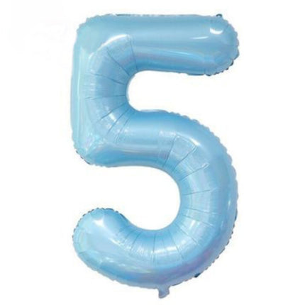 Number 5 40 Inch Baby Blue Foil Balloon