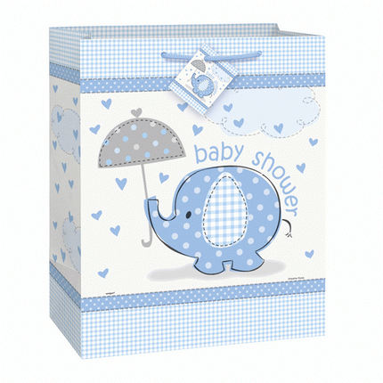 Blue Umbrellaphants Baby Shower Gift Bag