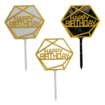 3 Hexagon Cake Toppers 