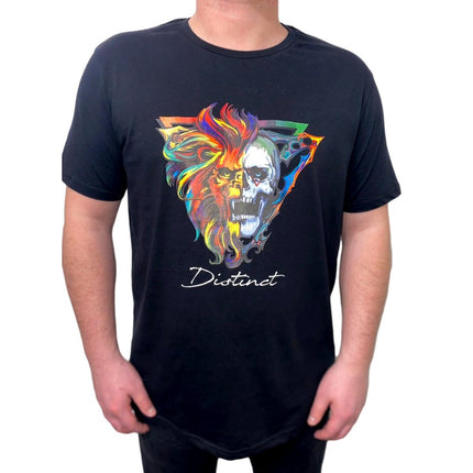 Black Lion & Skull Print Designer T-Shirt