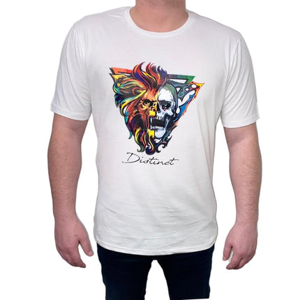 White Lion & Skull Print Designer T-Shirt 