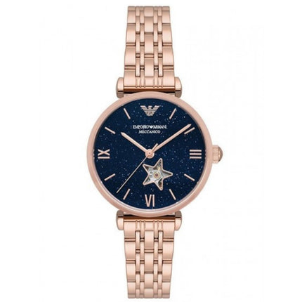 Emporio Armani Meccanico Ladies Rose Gold Watch AR60043 Front