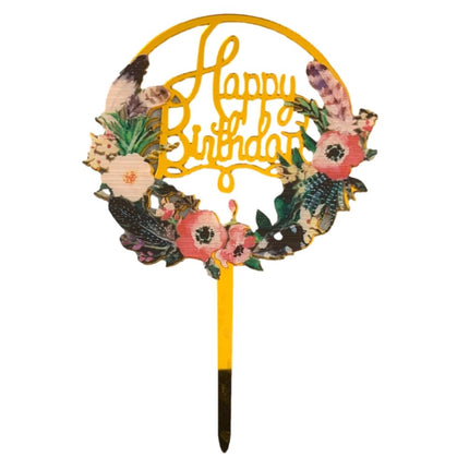 Floral Happy Birthday Cake Topper