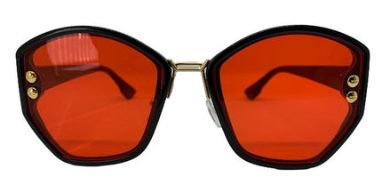 Black & Red Hexagon Sunglasses