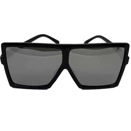 Over Sized Square Sunglasses Black With Mirrored Lenses 