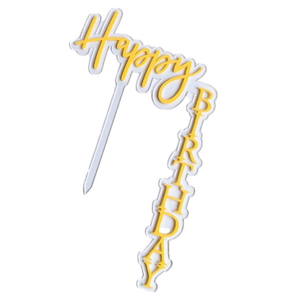 yellow vertical cake topper