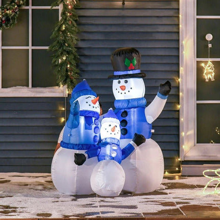 HOMCOM 4ft Inflatable Christmas Snowmen Decoration With LED Lights