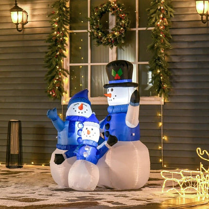 HOMCOM 4ft Inflatable Christmas Snowmen Decoration With LED Lights