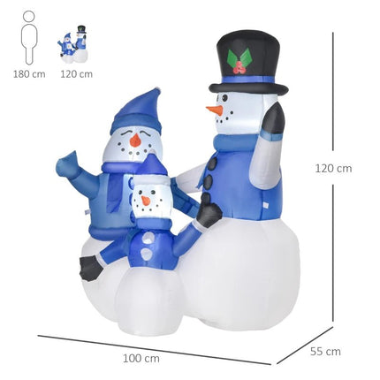 HOMCOM 4ft Inflatable Christmas Snowmen Decoration With LED Lights