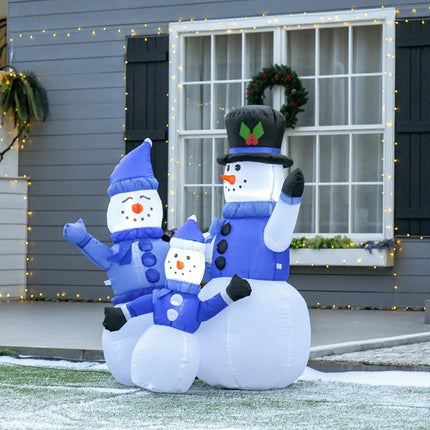 HOMCOM 4ft Inflatable Christmas Snowmen Decoration With LED Lights