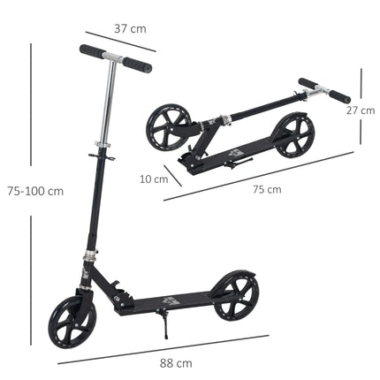 Kids Foldable Black Scooter With 4 Adjustable Levels For 7 - 14 Year Olds