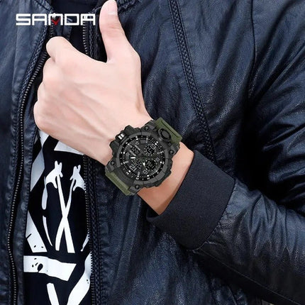 Sanda Sports Military Men's Watches Waterproof Dual Display Lifestyle