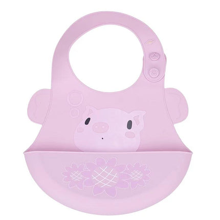 Pink Silicone Waterproof Weaning Bibs For Babies 6 Month To 3 Years