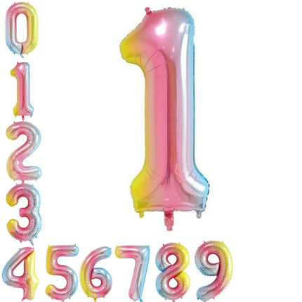 Multicoloured 40" Foil Balloons 0-9