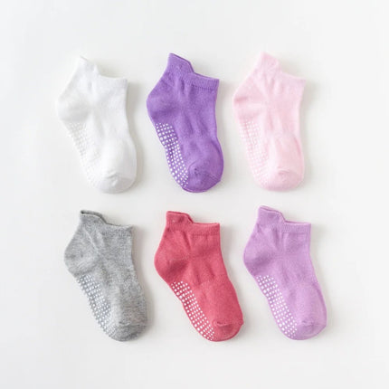 6 Pair Kids Anti Slip Socks Multicoloured  Girls