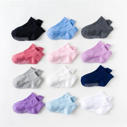 6 Pair Kids Anti Slip Socks Multicolour 