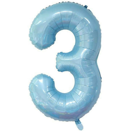 Number 3 40 Inch Baby Blue Foil Balloon