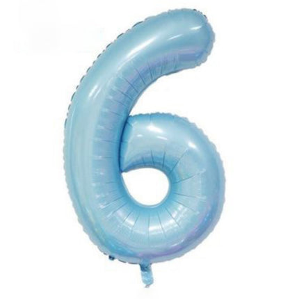 Number 6 40 Inch Baby Blue Foil Balloon