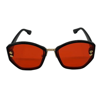 Black & Red Hexagon Sunglasses