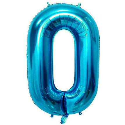 Blue 40" Foil Balloon Number 0