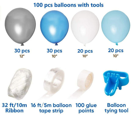 Blue Themed Balloon Arch Kit Packaging Details