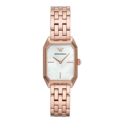 Ladies Emporio Armani Rose Gold Rectangle Watch AR11147