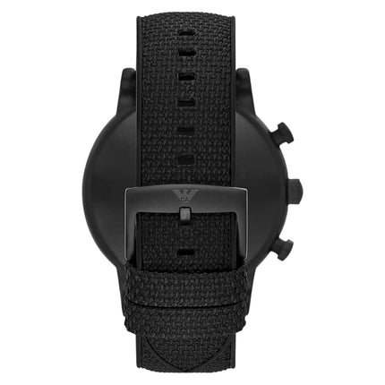 Emporio Armani AR11450 Men's Black Chronograph Watch With Silicone Strap Back