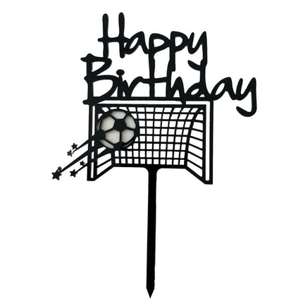 black acrylic happy birthday football cake topper