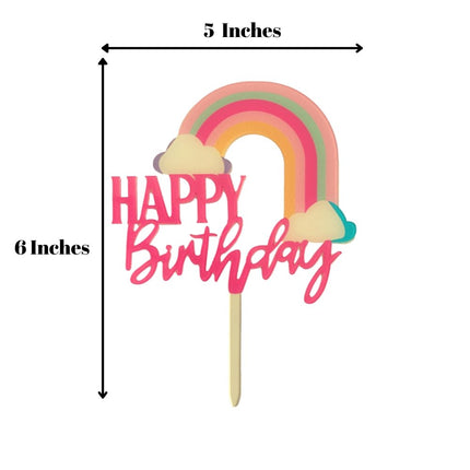 Rainbow Happy Birthday Cake Topper Size