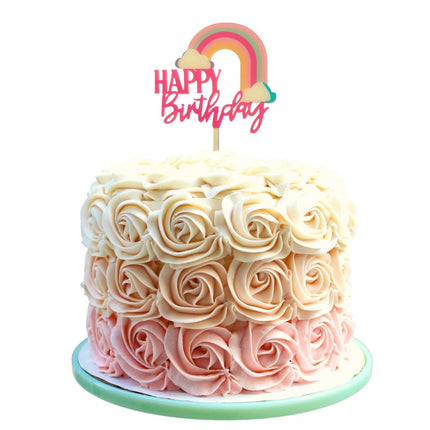 Raiinbow Happy Birthday Cake Topper On An Cake