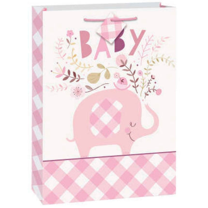 Pink Floral Elephant Jumbo Gift Bag - Unique Party