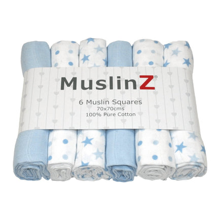Muslinz Square 6PK Blue 70 x 70 CM