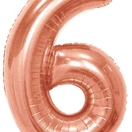 Number 6 Foil 40 inch Rose Gold Balloon