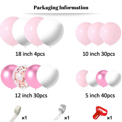 Pink & White Balloon Arch Kit Packaging Information