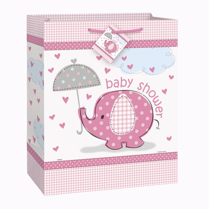 Baby Shower Gift Bag Pink Umbrellaphants By Unique Party