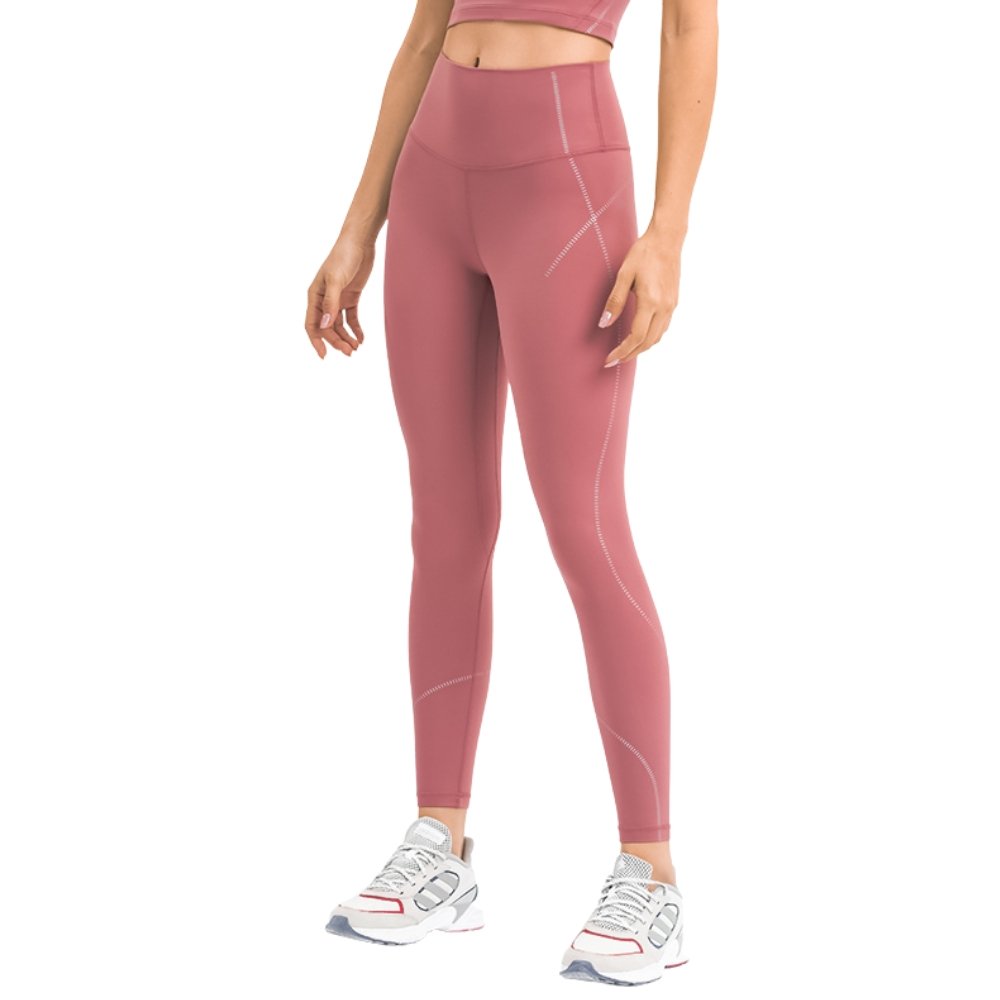 Women's Activewear Pink Nylon High Waisted Gym Leggings