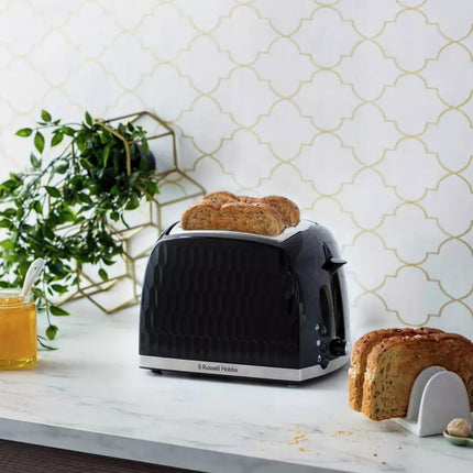 Russell Hobbs Honeycomb Black 2 Slice Toaster In Kitchen