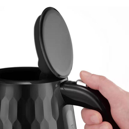 Russell Hobbs Black Honeycomb Kettle Push Button Lid