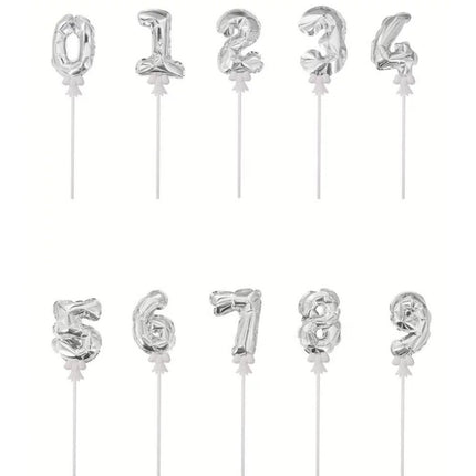 Silver 5" Foil Self Inflating Balloon Cake Topper