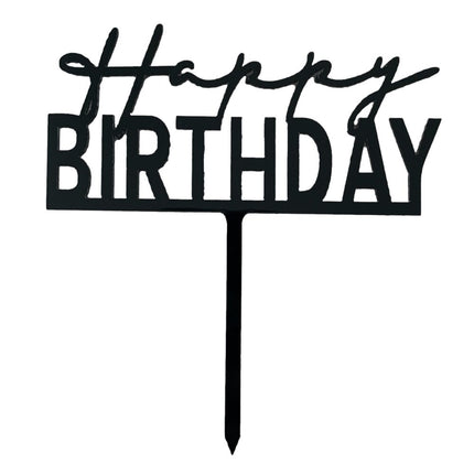 Happy Birthday Black Acyrlic Cake Topper