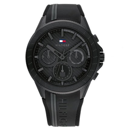 Tommy Hilfiger 171861 Men's Black Sport Watch With Silicone Strap Front