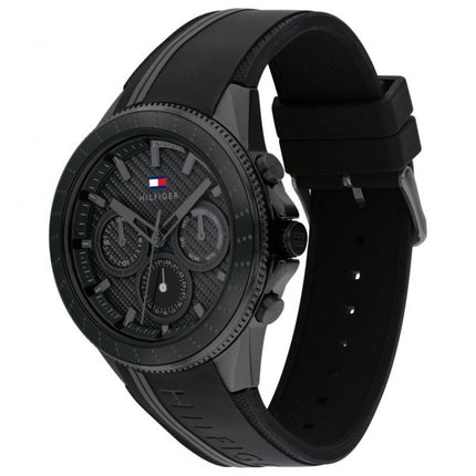 Tommy Hilfiger 171861 Men's Black Sport Watch With Silicone Strap Side
