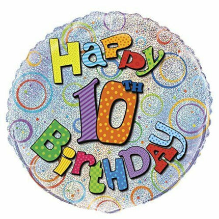 18" Happy 10th Birthday foil balloon
