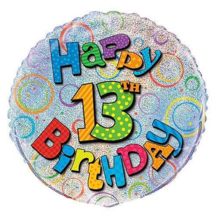 18" Happy 13th Birthday foil balloon