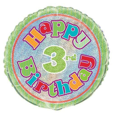 18" Happy 3rd Birthday foil balloon
